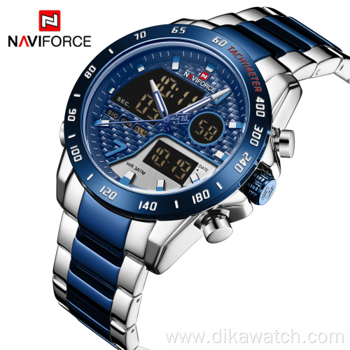 NAVIFORCE 9171 Hot Sale Luxury Men's Fashion Watches with Stainless Steel Dual Display Waterproof Sport Military Wrist Watches